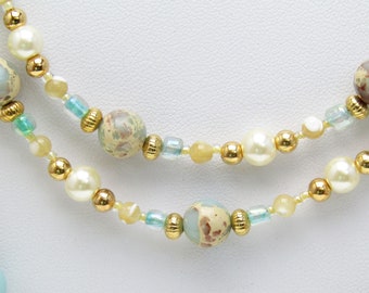 Sea Sediment and Pearl Necklace in Rope Length
