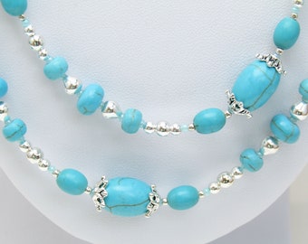 Faux Turquoise and Silver Necklace