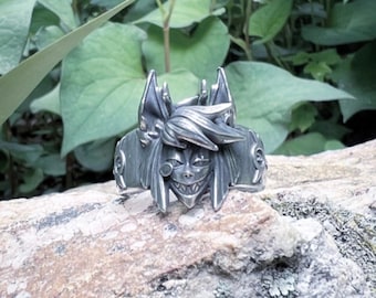 Anillo de Demonio de Radio, Busto de Alastor, Joyería de Plata Esterlina, Accesorio de Moda del Hotel H