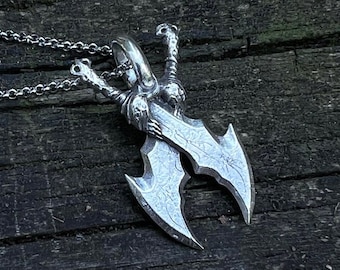 God of War Blades of Chaos Necklace: Silver Plated Pewter, 24