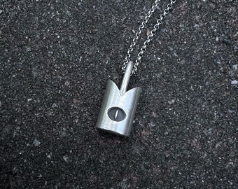 Lamb Cult Silver Gamer Pendant, Fan Art Necklace Demonic Spooky Necklace