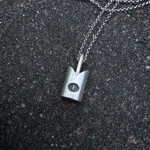Lamb Cult Silver Gamer Pendant, Fan Art Necklace Demonic Spooky Necklace