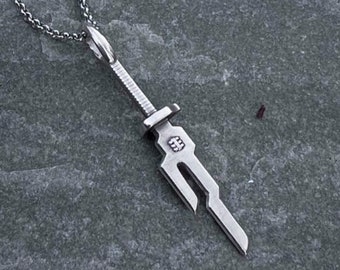 Heaven Spear Pendant, Silver Cursed Inverted Blade Jewelry, Kais Anime Necklace