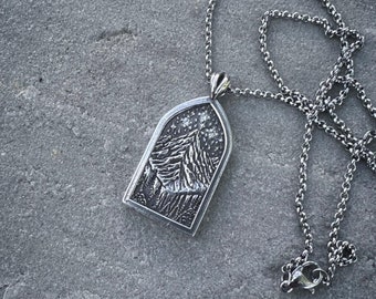 City of Stars Aco Pendant, Sterling Silver Court Necklace, Velaris Gemstone Reversible Medallion, Full Size or Charm