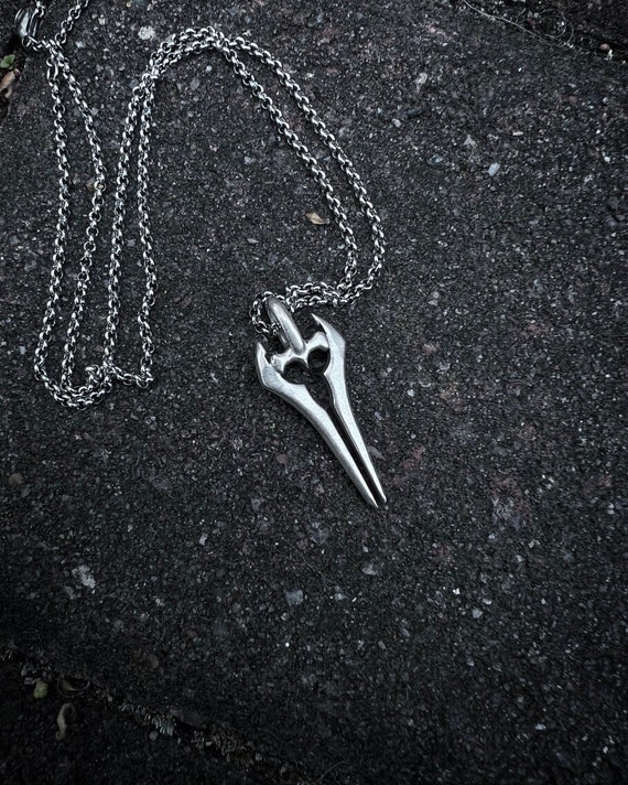 Energy Sword Silver Pendant, Spartan Gamer Jewelry