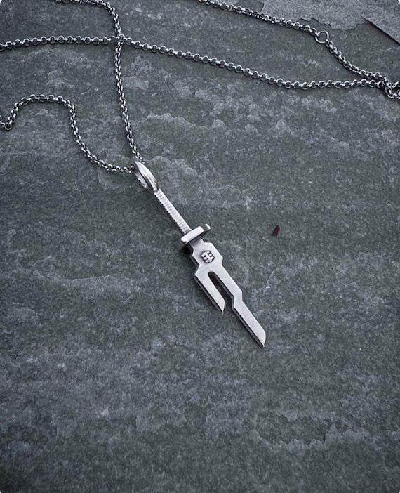 Heaven Spear Pendant, Silver Cursed Inverted Blade Jewelry, Kais
