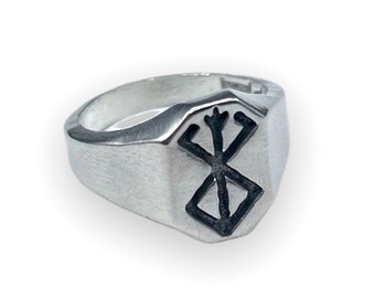 Runa demoníaca de la marca del sacrificio, anillo de sello de eclipse de plata