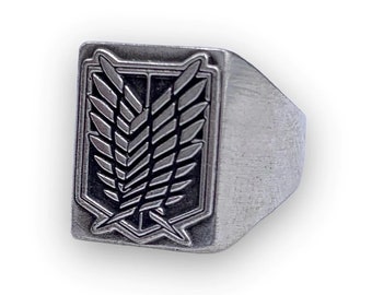Anillo Alas de Libertad Dedica tus Corazones, Insignia Cuerpo Sello de Plata
