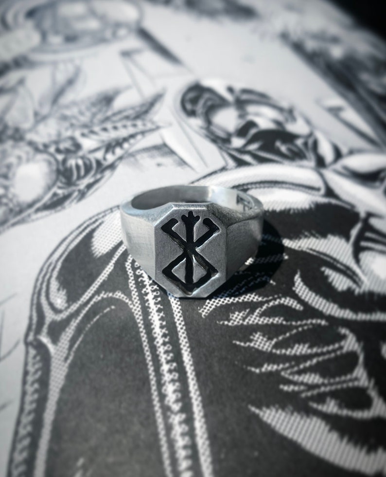 Sacrificial Mark Demon Rune, Silver Eclipse Signet Ring - Etsy
