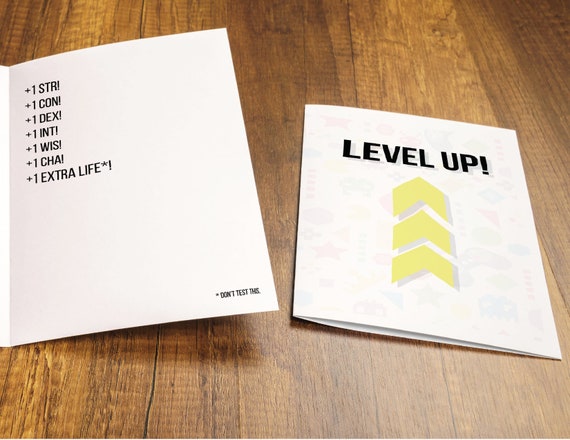 Happy Birthday Geeky Greeting Card Level Up Stat Increase Etsy