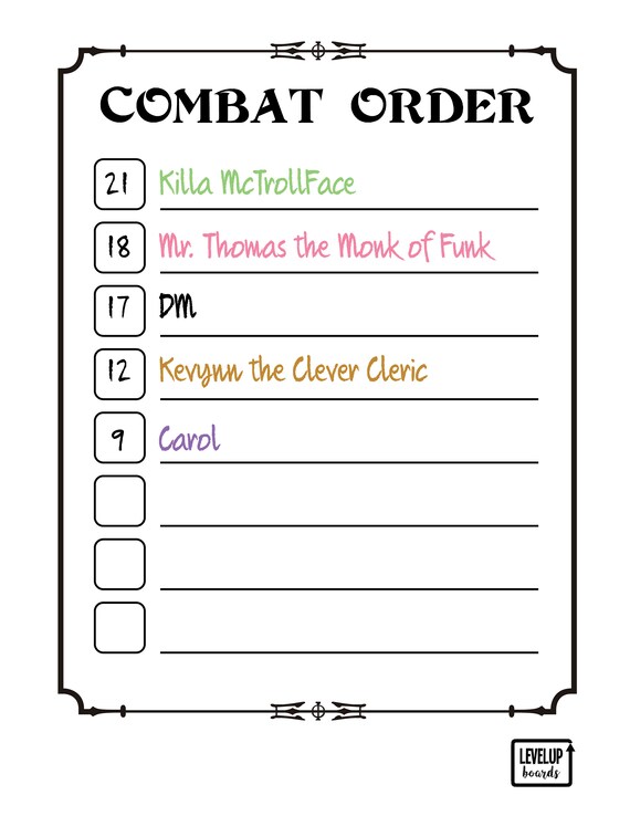 Universal image in printable initiative tracker Witty image inside printable initiative tracker