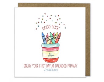 Personalised First Day at School Card, Good Luck Starting School Card, Good Luck Card