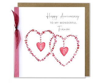 Personalised Anniversary Heart Card, Personalised Initials, Romantic Anniversary Greeting Card