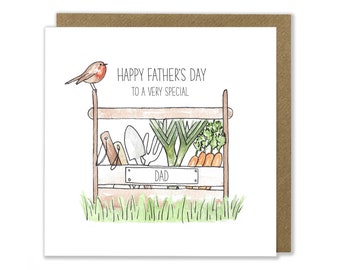 Father's Day Gardening Card, Happy Father's Day, Gardening Tool and Vegetable Card
