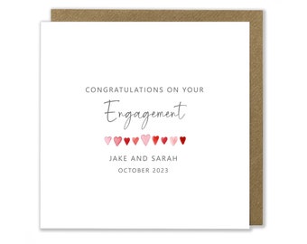 Personalised Engagement Card, Congratulations On Your Engagement, Heart Engagement Card, Engagement Greeting Card