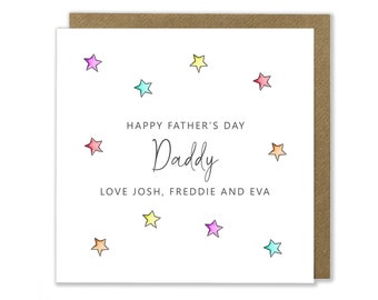 Personalised Father's Day Card, Daddy Cards, Stars, Dad, Grandad, Cute Cards, Handmade Watercolour Card