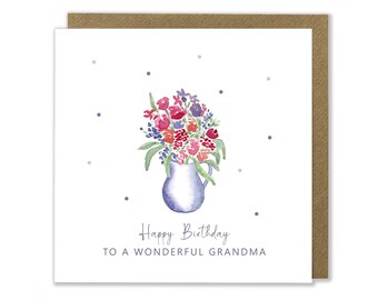 Floral Bouquet Birthday Card, Happy Birthday Card, Female Birthday Greeting Card