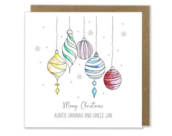 Personalised Christmas Bauble Card, Merry Christmas Card, Christmas Greetings Card