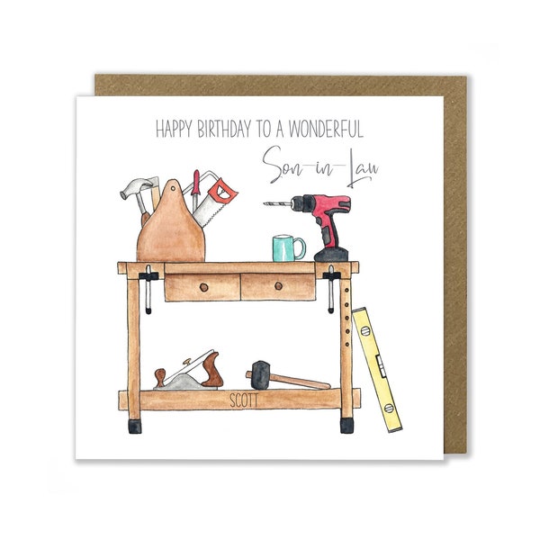 Personalised Woodwork Birthday Card, DIY Birthday Card, Workshop Greeting Card
