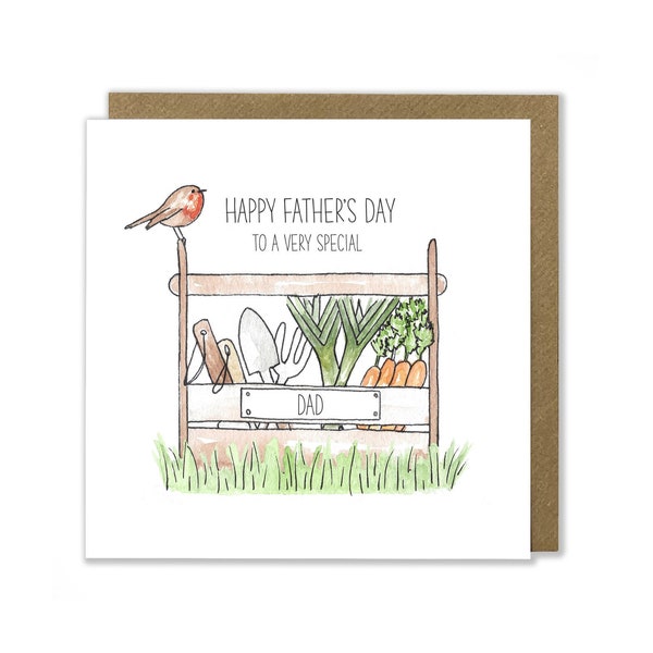 Father's Day Gardening Card, Happy Father's Day, Gardening Tool and Vegetable Card