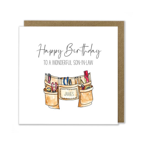 Personalised Birthday Tool Belt Greeting Card, DIY Card, Builder Card, Tool Kit Greeting Card