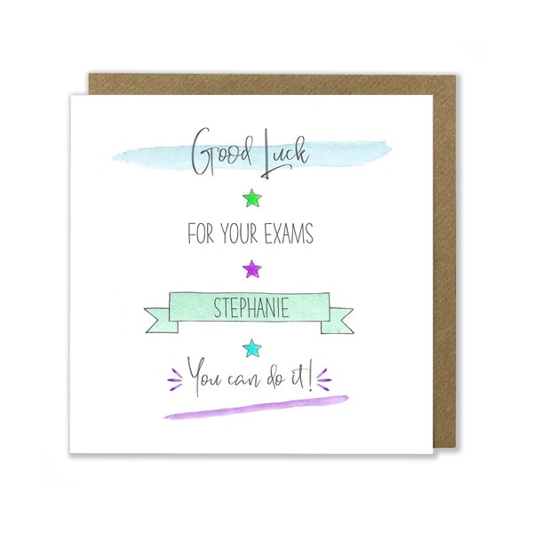 Personalised Good Luck Exam Card, SATs, GCSEs, A-Levels, Exams, You can do it, Good Luck Greeting Card