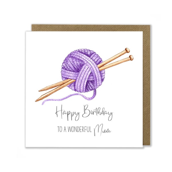 Knitting Birthday Card, Knitting Wool Card, Hobby Greeting Card