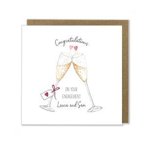 Personalised Engagement Card, Congratulations On Your Engagement, Cheers, Wine Glass Greeting Card image 1