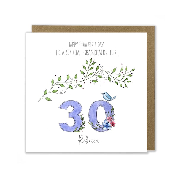 Personalised 30th Birthday Card, Age 30, Female Birthday Card, Daughter, Daughter-in-Law, Sister, Sister-in-Law, Granddaughter, Niece