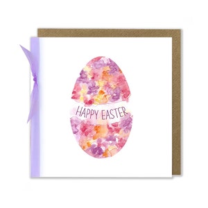 Easter Egg Greeting Card, Happy Easter Card, Easter Greeting Card, Floral Easter Egg Card, Watercolour Handmade Greeting Card