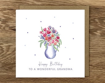 Floral Bouquet Birthday Card, Happy Birthday Card, Female Birthday Greeting Card