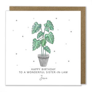 Carte d'anniversaire plante personnalisée, carte joyeux anniversaire femme