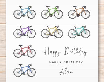 Personalised Bicycle Birthday Card, Bike Birthday Card, Happy Birthday Greeting Card