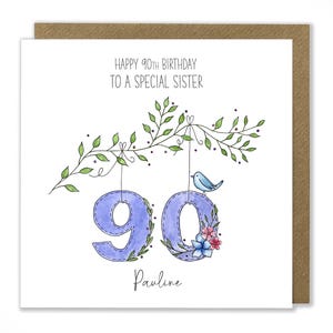 Personalised 90th Birthday Card, Age 90, Female Birthday Card, Friend, Grandma, Auntie