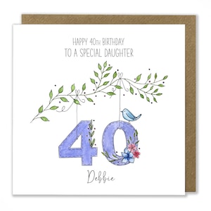 Carte d'anniversaire personnalisée pour 40 ans, 40 ans, femme, fille, belle-fille, tante