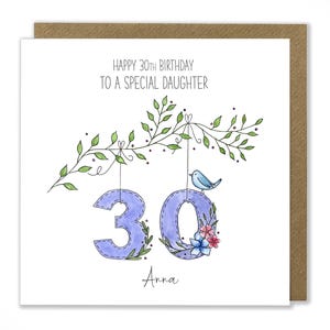 Carte d'anniversaire personnalisée pour 30 ans, 30 ans, femme, fille, belle-fille, soeur, belle-soeur, petite-fille, nièce