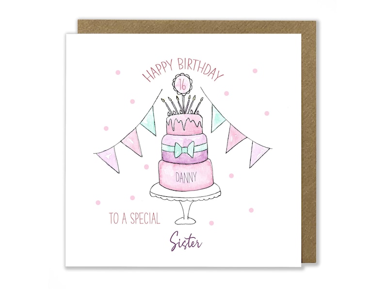 Personalised Girl's Birthday Card, Birthday Cake Card, Happy Birthday ...