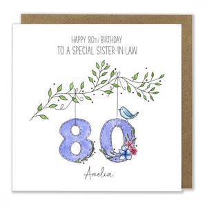 Carte personnalisée 80e anniversaire, carte 80 ans, carte de voeux femme, carte d'anniversaire spéciale