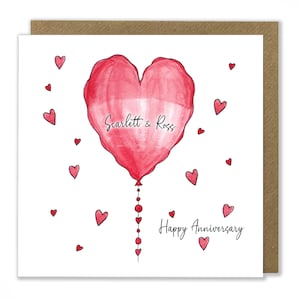 Carte de voeux d'anniversaire personnalisée, ballon coeur, carte de voeux romantique