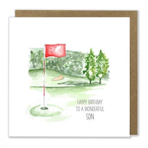 Carte d'anniversaire vert golf, carte d'anniversaire homme, carte de golfeur, carte de golfeur