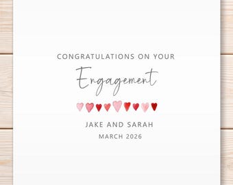 Personalised Engagement Card, Congratulations On Your Engagement, Heart Engagement Card, Engagement Greeting Card