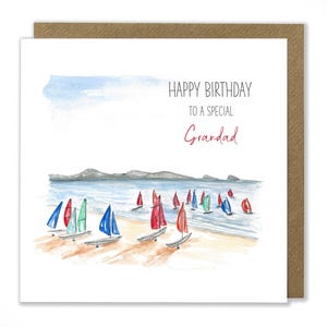Carte d'anniversaire de bateau à voile, carte d'anniversaire de mer pittoresque, carte de voile