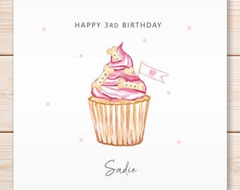 Personalised Dog Birthday Card, Pet Birthday Greeting Card, Cake, Treat, Dog Bones