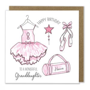Personalised Ballet Birthday Card, Ballerina Birthday Card, Happy Birthday Greeting Card