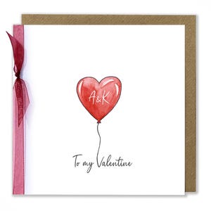 Carte personnalisée de Saint-Valentin, carte ballon coeur, carte romantique, carte de couple
