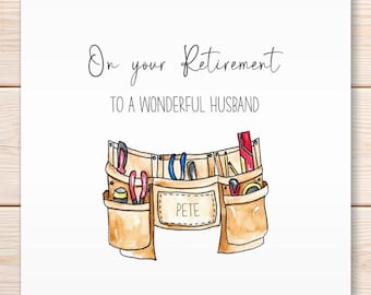 Personalised Retirement Card, On your Retirement, Happy Retirement, Tools, Husband, Dad, Son, Uncle, Greeting Card
