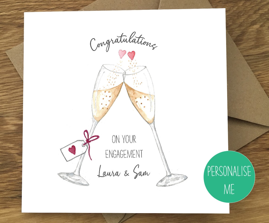 Engagement Card/Wine Glasses/Congratulations On Your image 1
