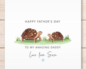 Personalised Father's Day Card, Tortoises, Daddy Cards, Dad, Grandad, Cute Cards, Fathers Day Card, Happy Father's Day