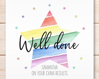 Personalised Exam Results Card, Well Done Card, Congratulations Card, SAT, GCSEs, Exams, A-Levels Greeting Card