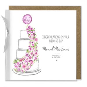 Carte de mariage personnalisée, carte de gâteau de mariage, félicitations pour le jour de votre mariage